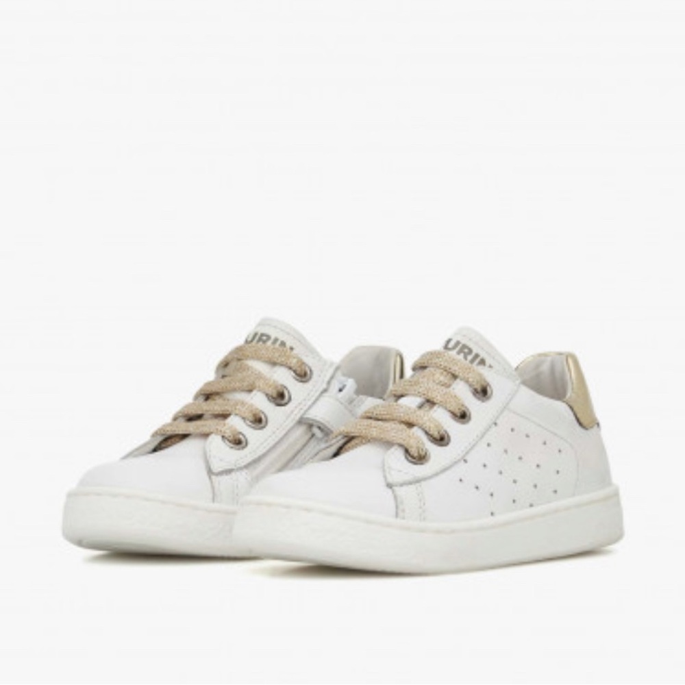 NWT NATURINO HASSELT 2 ZIP. Leather sneakers in White-Platinum